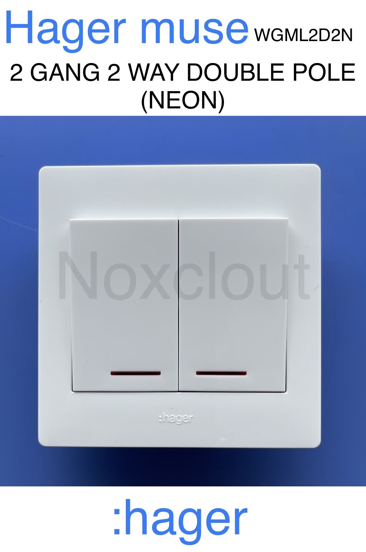 HAGER MUSE 20A DOUBLE POLE SWITCH (WATER HEATER / AIR COND SWITECH WITH NEON) WGML2D1N 1G1W • WGML2D12N 1G2W • WGML2D2N 2G1W •. 