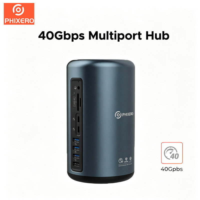 PHIXERO Thunderbolt3 Type C Docking Station 16 in 1 Hub 40Gbps 4K HDMI USB3.0 10Gbps SD TF Card Reader Multiport Adapter For Laptop ราคา 227 บาท*ส่งฟรี