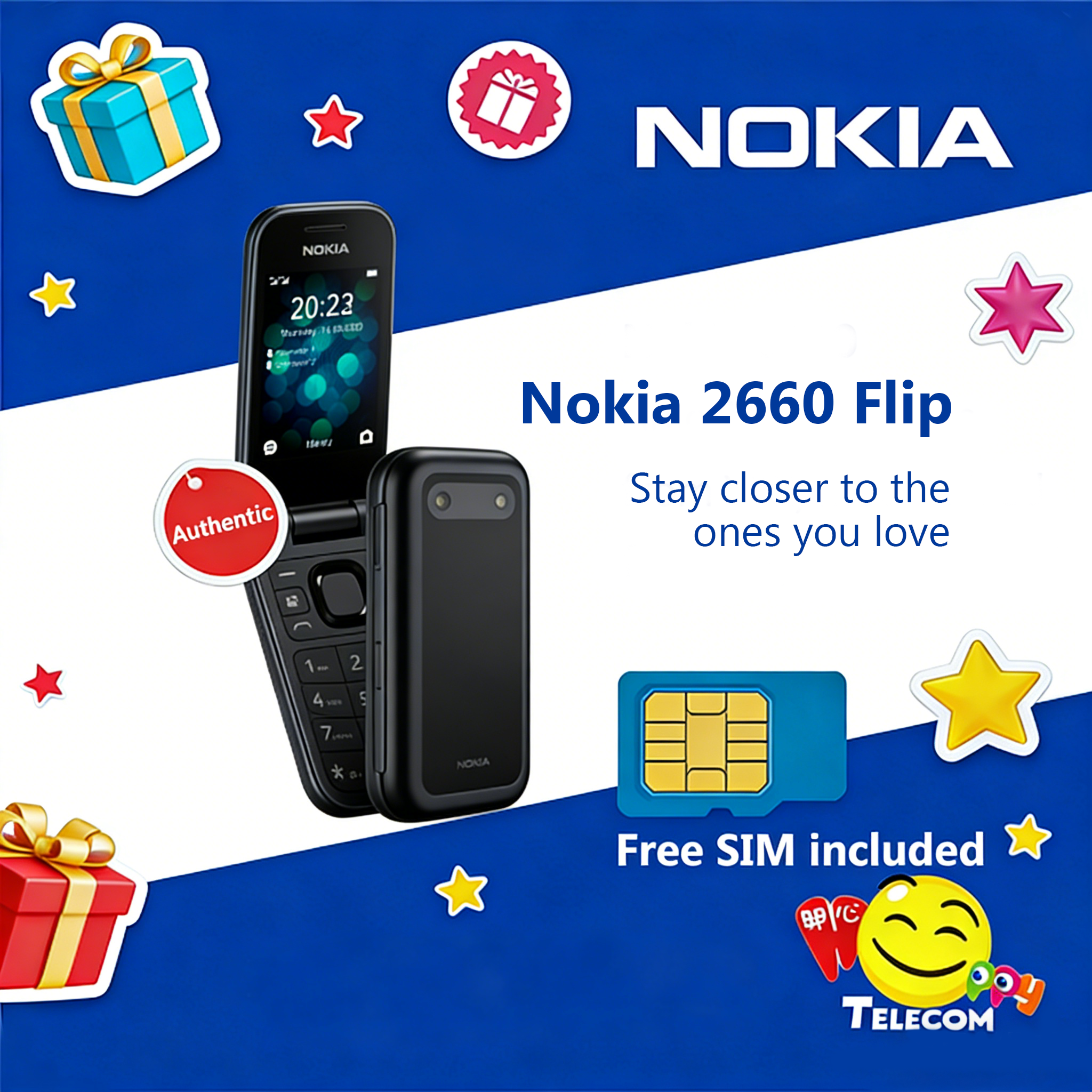 【Authentic】Nokia 2660 Flip 4G TA-1474 DS | Feature Phone | Unlocked Elderly Senior Cell Phone | Free SIM Card Included ราคา 2,890 บาท*ส่งฟรี