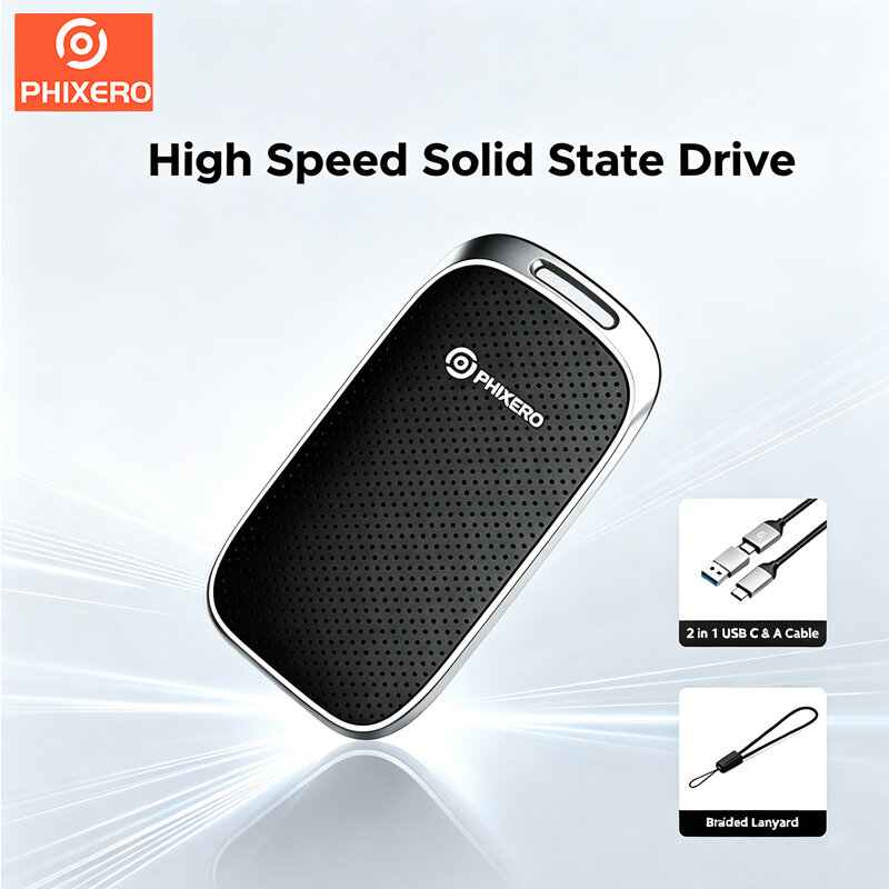 PHIXERO Portable External SSD USB 3.2 Gen 2 560MB/s High Speed Solid State Drive 512GB/1TB Options Compatible with Laptops Cameras Phones ราคา 4,907 บาท*ส่งฟรี