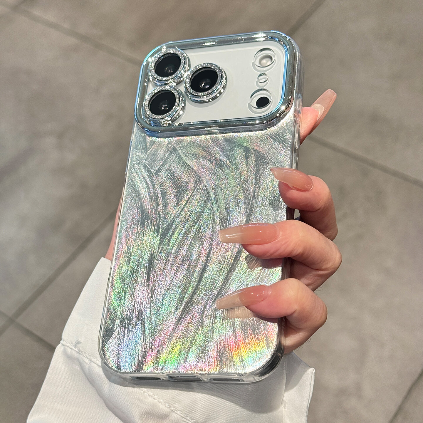 Luxury Glitter Laser Cell Phone Case With Lens Protector_voghion.com