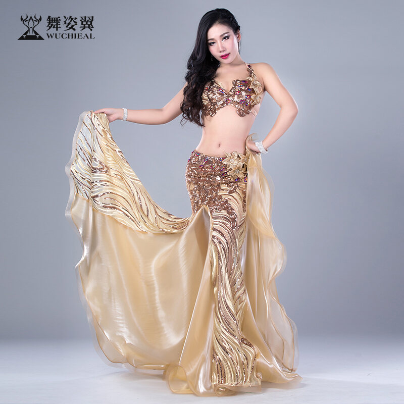 Women's Belly Dance Performance Costume Set New 2017 Eastern Dance Skirt Outfit Wuchieal QC2827 Fitness Sportswear