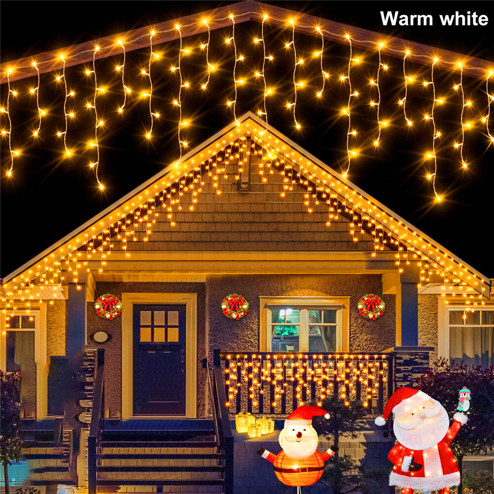 3.5M/7.5M 160Leds Solar Icicle String Lights Indoor Outdoor Waterproof Christmas Decor Light Yard Garden Party Curtain Light