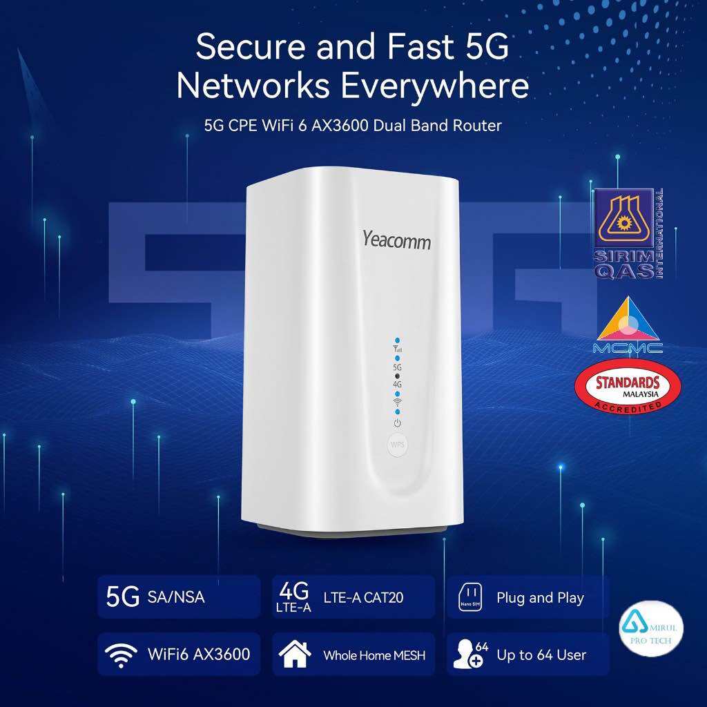 Yeacomm  5G Modified Mod Modem AX3600 WiFI6 Build in Fan NR - 330. 
