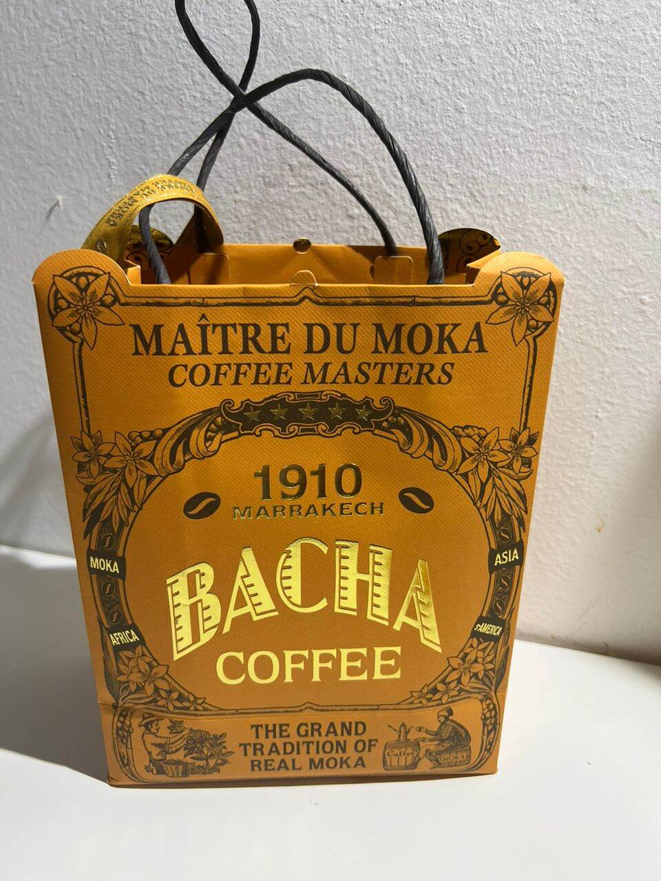 Paper bag Bacha Coffee Singapore Origin 1910 Marrakech Finest Arabica ...