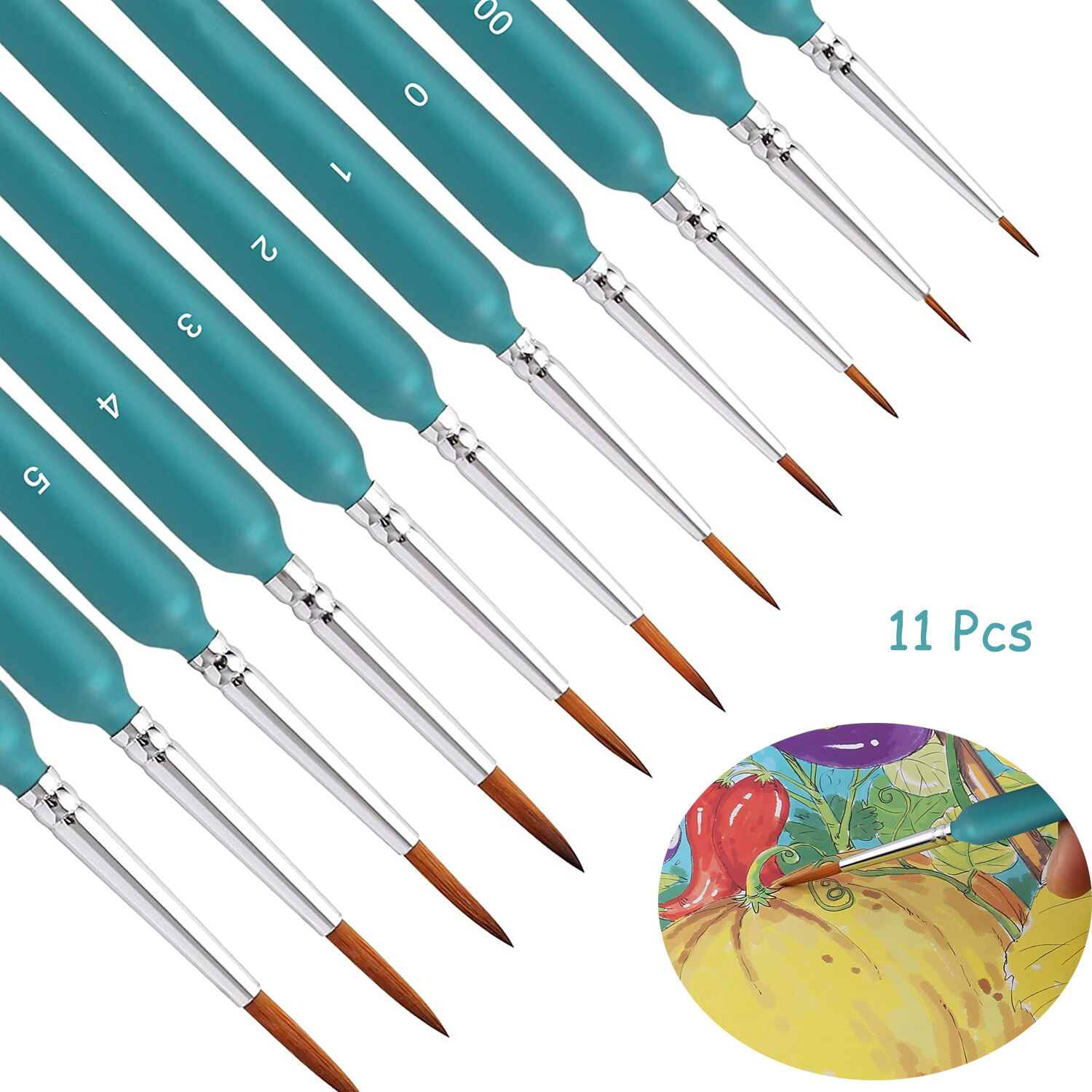 11/22pcs Miniature Paint Brushes Art Painting Brushes Weasel Hair Paint Brush Gouache Watercolor Oil Paints Artists Hand Painted