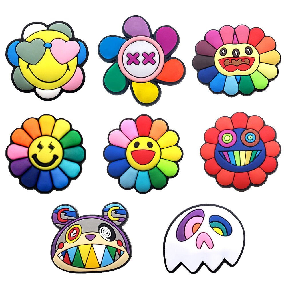 Cartoon Colorful Sunflower Shoe Charms Slipper Buckle DIY Set For Accessories