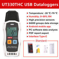 UNI-T Temperature Data Logger UT330T UT330TH UT330THC Digital Thermometer USB Dataloggers USB Recorder High Precision For Food 64000 Groups Data Storage
