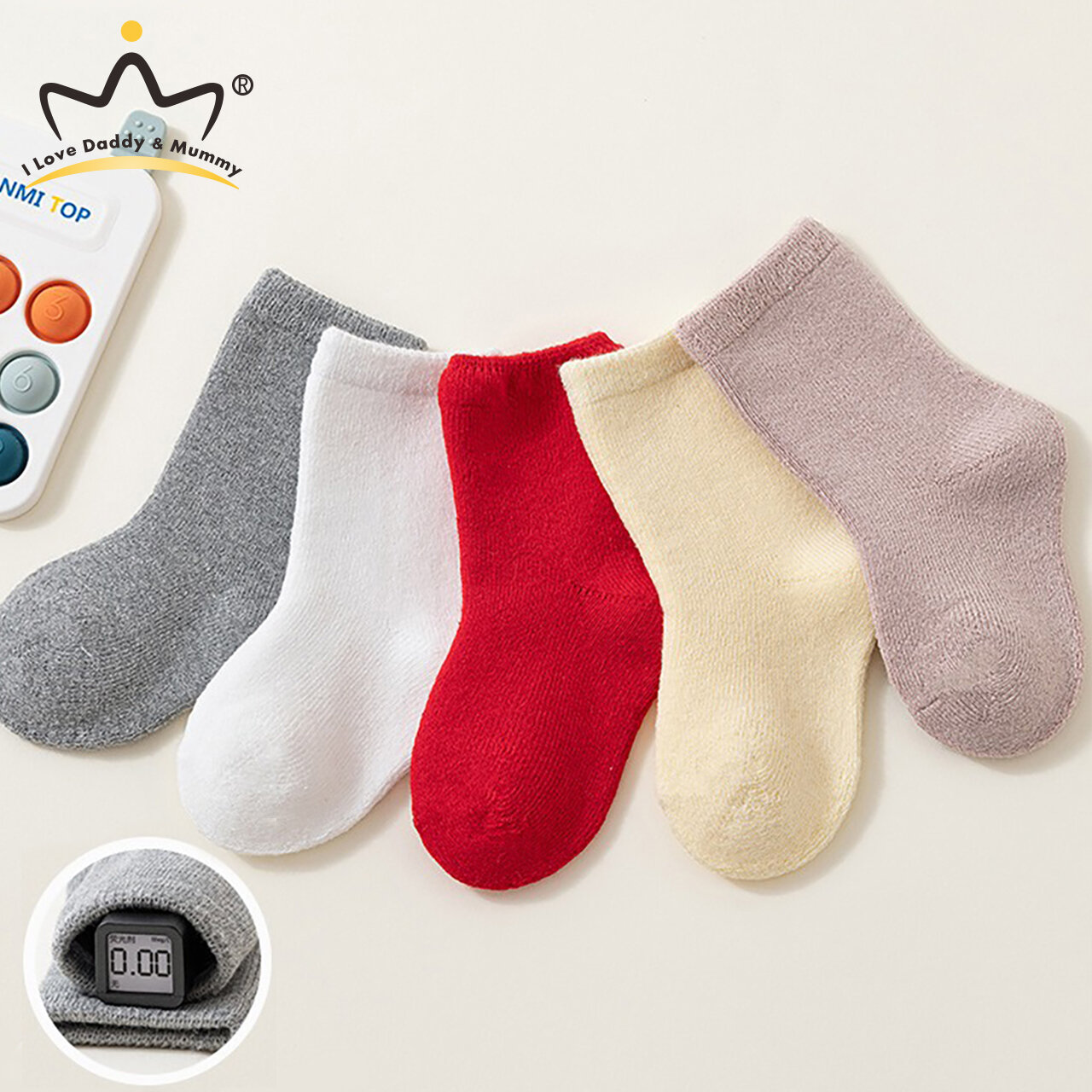Vớ trẻ em cotton dày mùa thu mùa đông ấm áp giữa ống vớ cậu bé Cô Gái Màu Trơn bắp chân vớ 0-3year giày dép sơ sinh thể thao cho trẻ em vớ