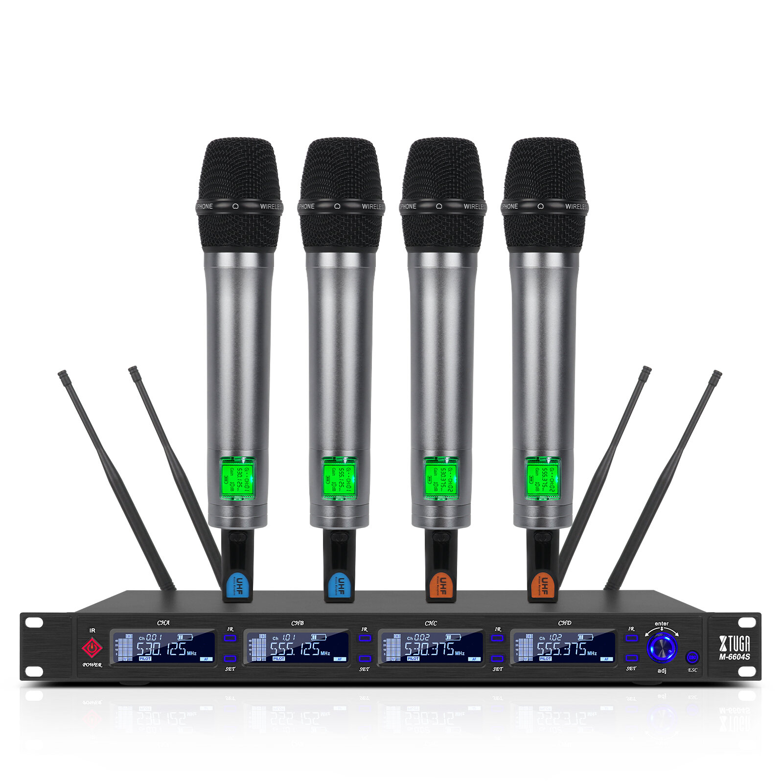 XTUGA A400 4チャンネル UHF ワイヤレスマイクシステム マイク