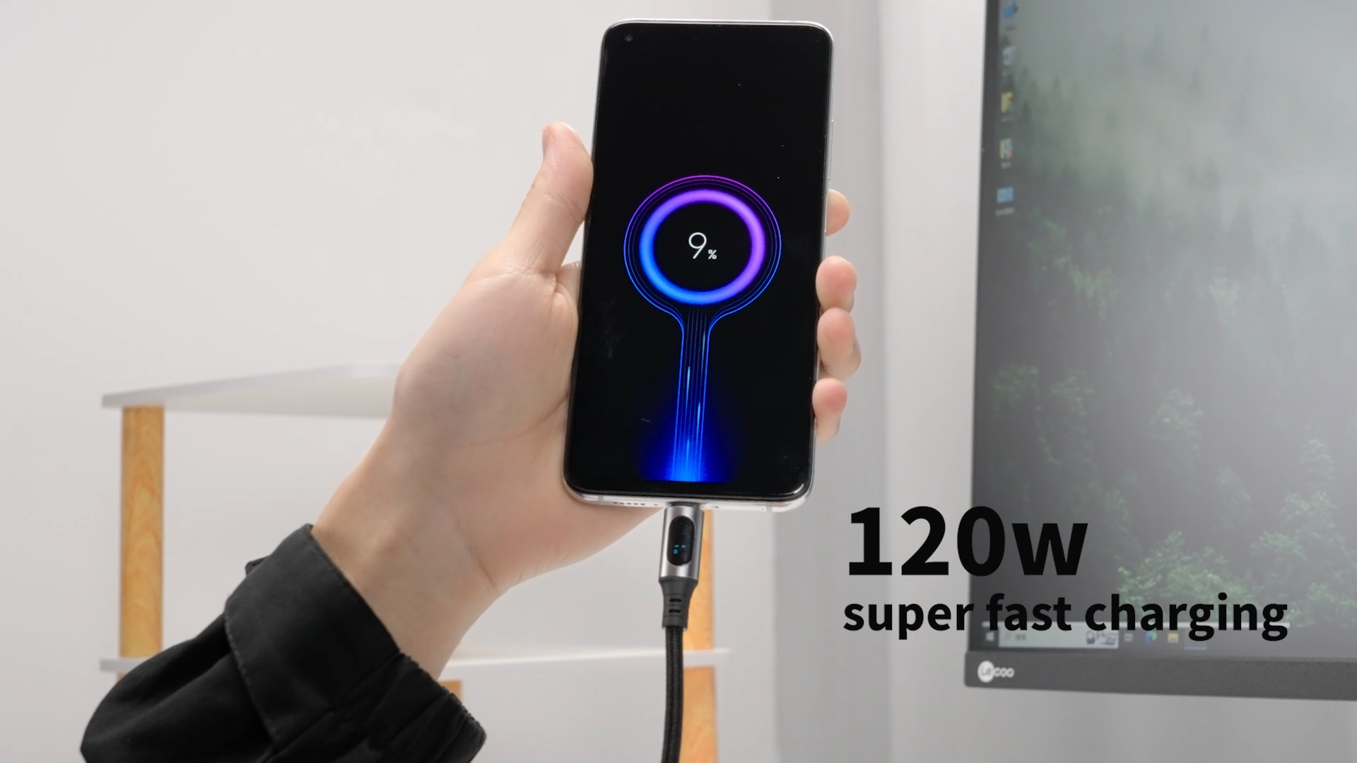 MeeGoo 120W Fast Charger Cable  6A USB to Type C Cable With Led Digital Display QC PD Nylon Data Cord Data transmission Cable COD