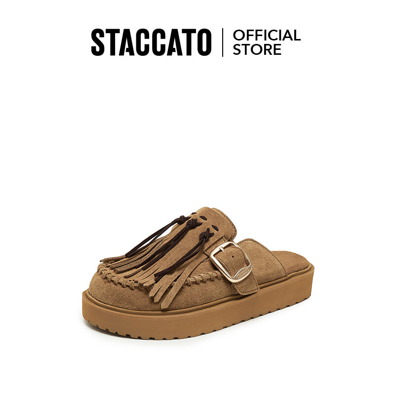 Staccato Women's Retro Birkenstock Slippers Round Toe Thick Bottom Slippers F2510 ราคา 4,590 บาท*ส่งฟรี