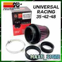K&N RACING AIR FILTER WITH EXTRA RUBBER & CLIP 35MM 42MM 48MM CARBURETOR CABURETOR Y15 Y16 KRISS UMA KEIHIN ESR TRUMPET RSX RS KN AIR FILTER YAMAHA HONDA INTAKE HOSE FILTER