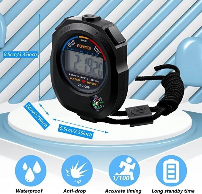 SPORT STOP WATCH LARGE DISPLAY WITH DATE TIME ALRAM FUNCTIONS.. 