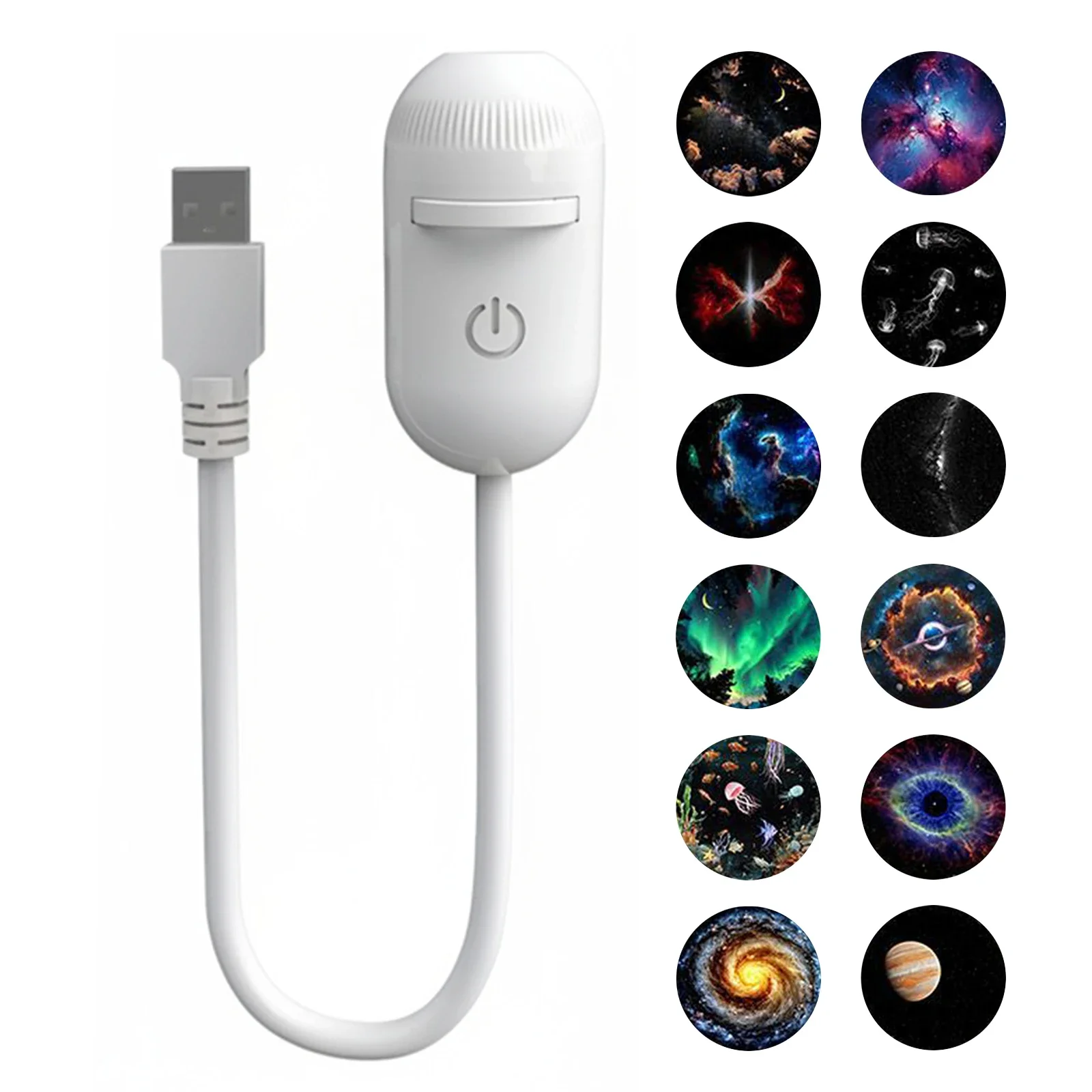 2 In 1 Usb Mini Galaxy Star Projector Night Light 12 Films Starry Sky Ambient Light For Car Home Decoration For Adults And Kids