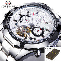 Original Forsining watch stainless steel tourbillon design fashion mens watch top brand luxury automatic mechanical military watch. Mens gifts