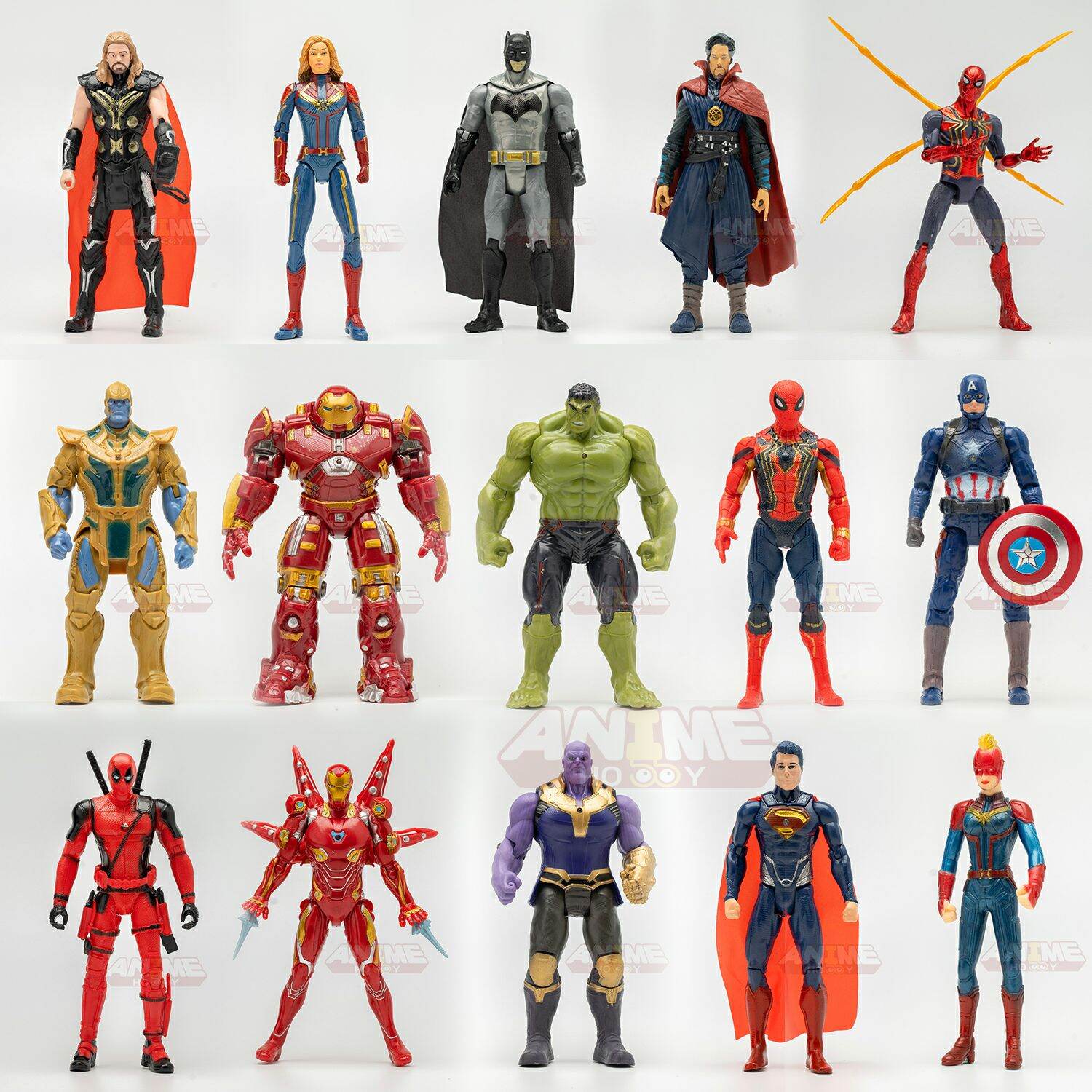 17cm Marvel Spiderman Hulk Ironman Anime Action Figure Toy