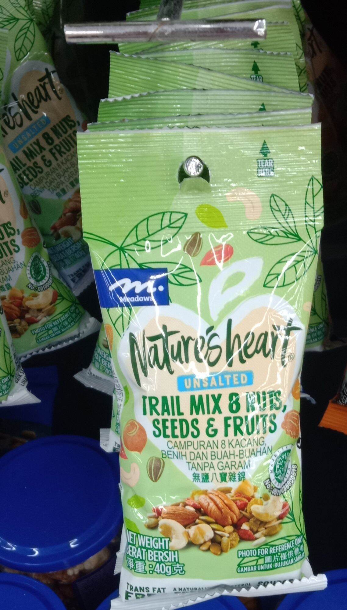 (Daily Pack)Meadows Unsalted Trail Mix 8 Nuts,Seeds & Fruits 40g Lazada