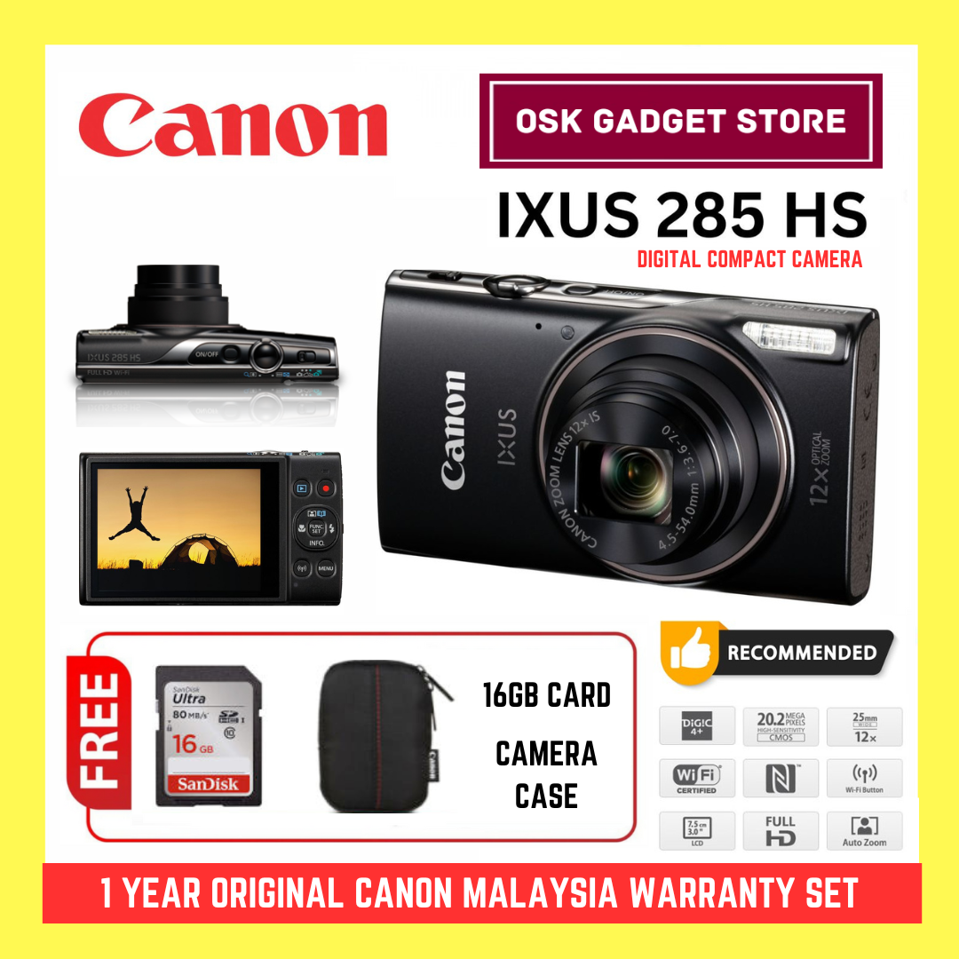 Canon IXUS 285 HS / Elph 360 Digital Camera (Black)