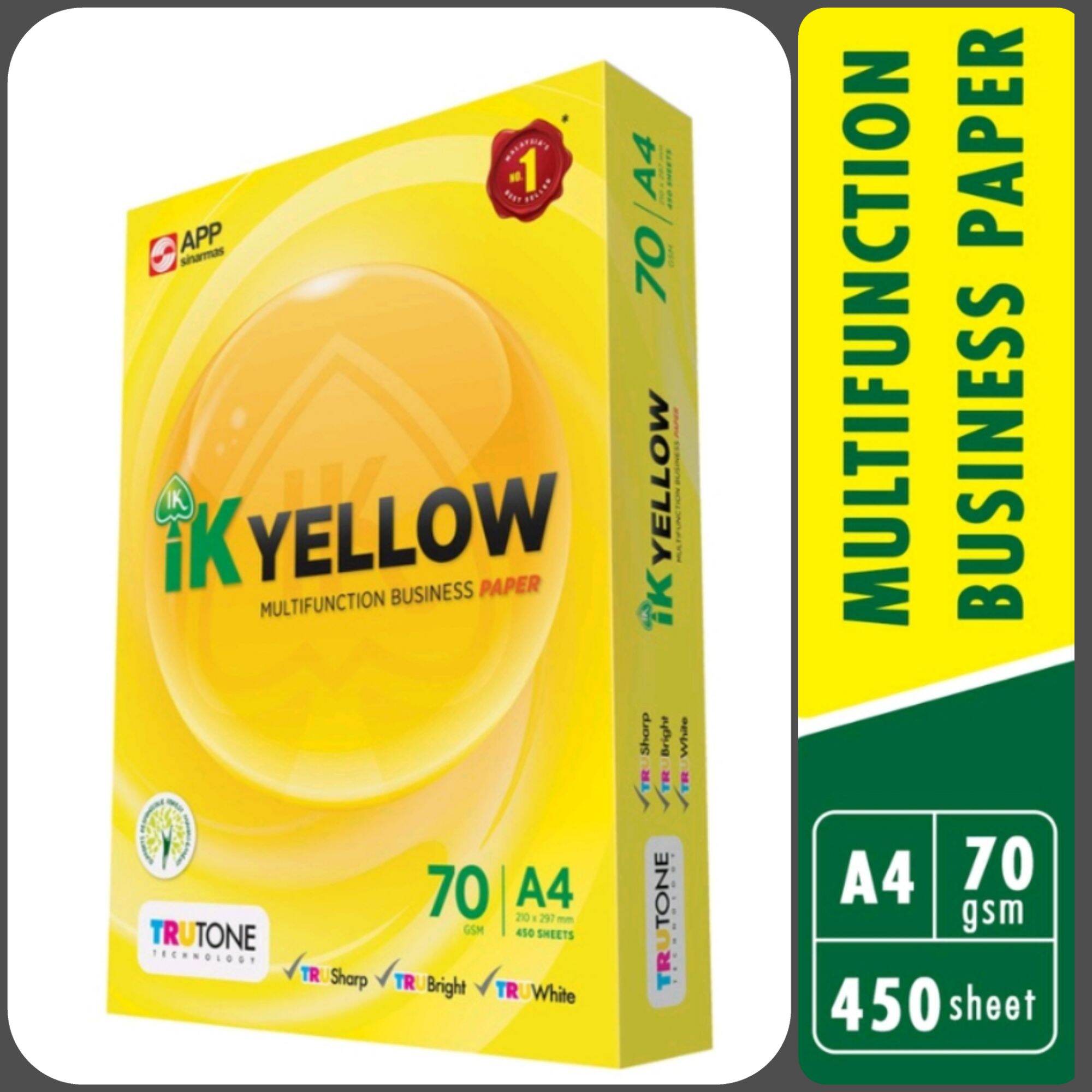 IK YELLOW A4 PAPER 70GSM 450 SHEET | Lazada