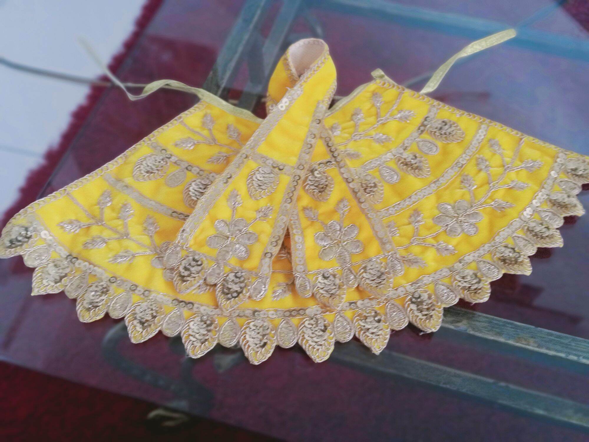 Amman Samy Pavadai Size 7 Valvet Material with Sequence and Gold Embroidery. 