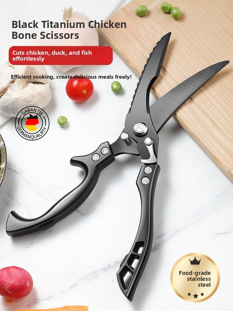 MONLEYTA | German Quality Kitchen Scissors Powerful Black Titanium Chicken Bone Multi-Function Scissors Special For Chicken Duck Goose Meat Bones Large Scissors - Jenama MONLEYTA Harga 95 Ringgit*Penghantaran Percuma