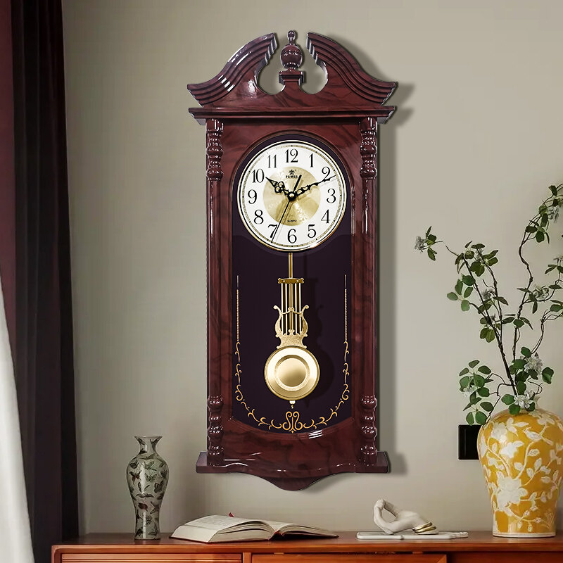 Power Vintage Music Wall Clock European Classical Living Room Decor Fashionable Minimalist Clock with Time Chiming