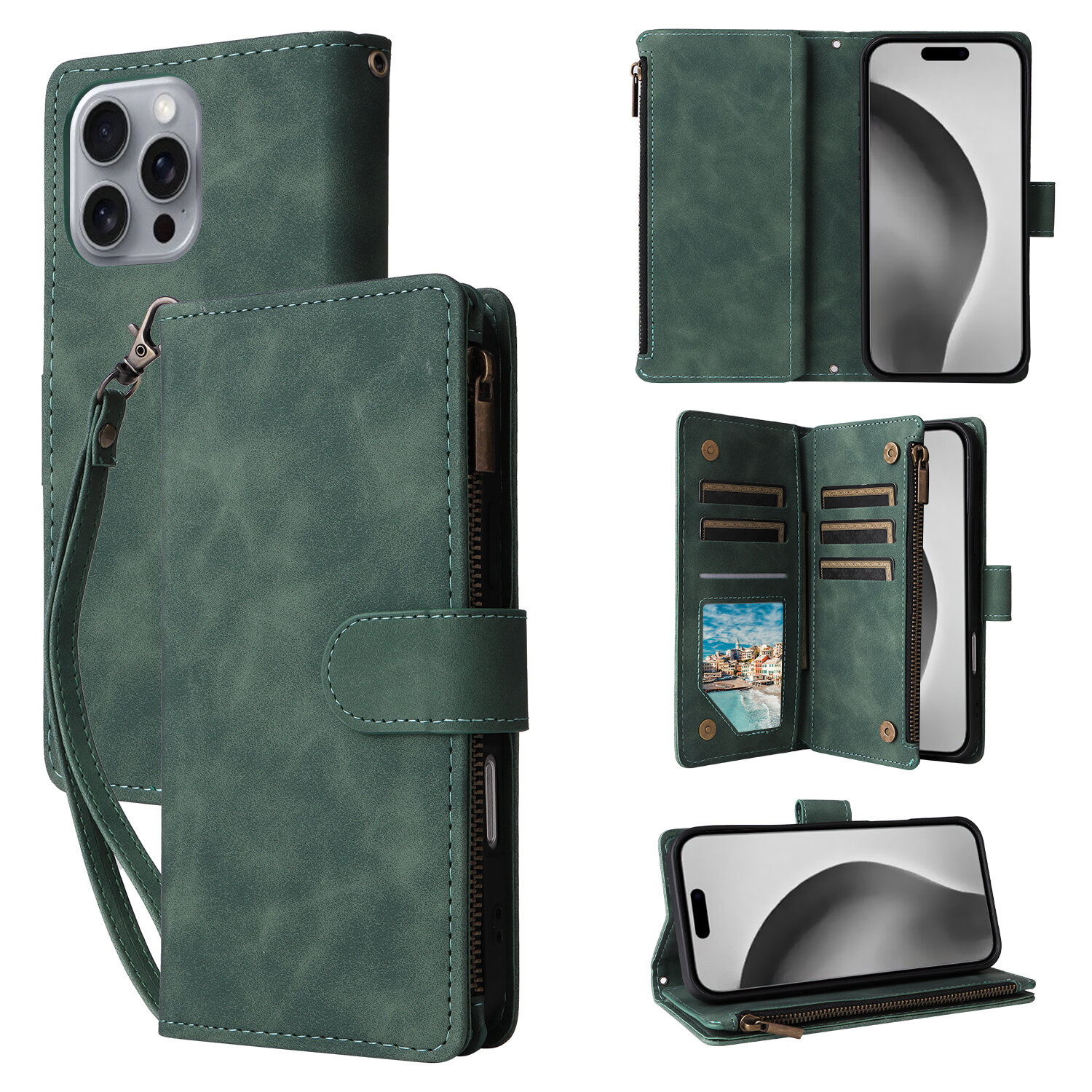 Leather Wallet Phone Case For Iphone With Magnetic Flip And Slots_voghion.com