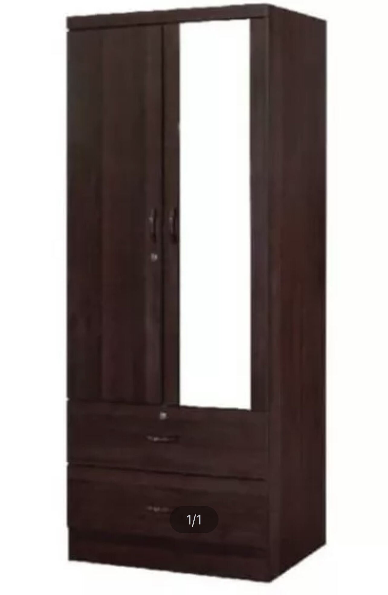 Dark Brown Wardrobe With Mirror Lazada