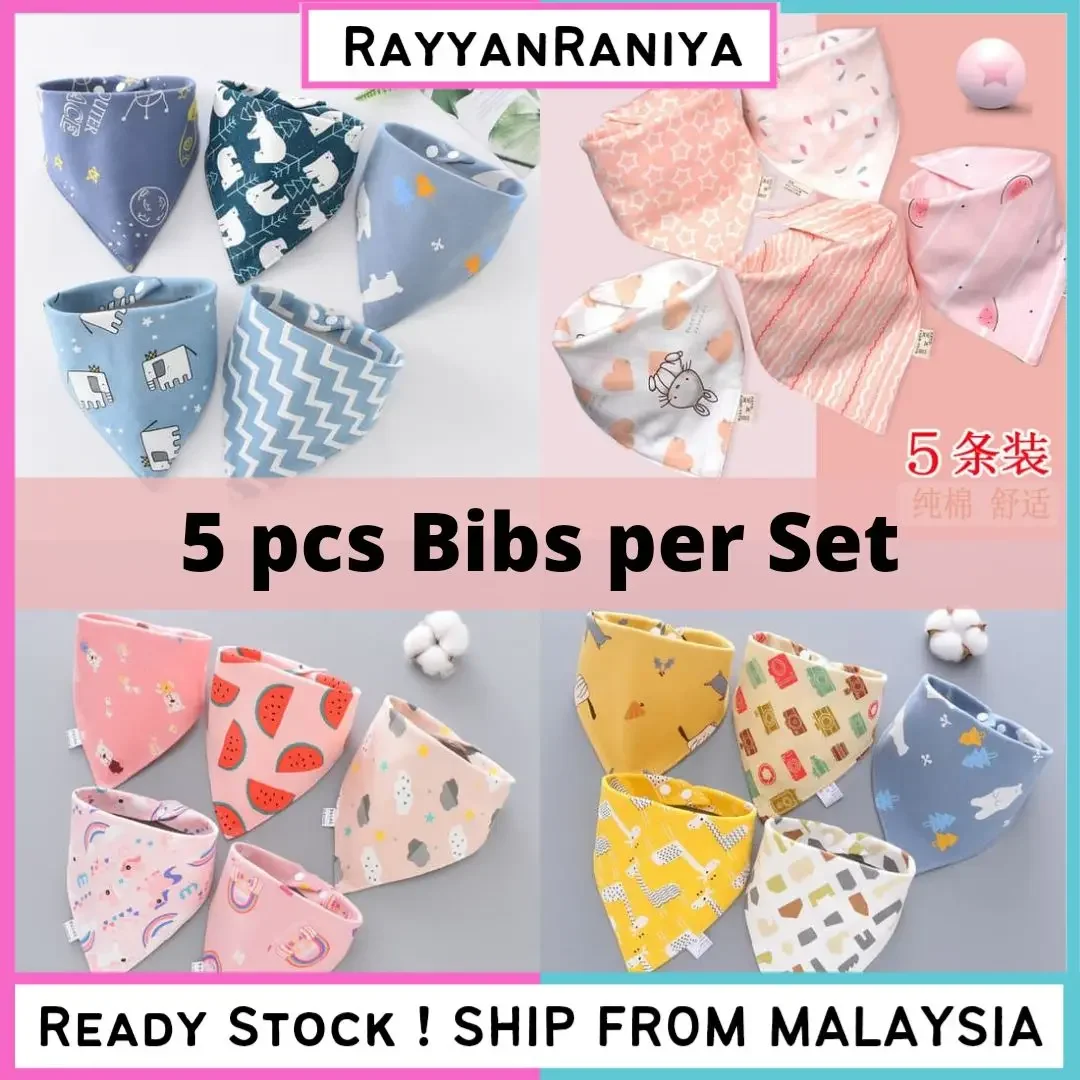5pcs Baby Kids Triangle Towel Cotton Saliva Bibs Handkerchief Newborn Cloth Cute Tuala Bib baby