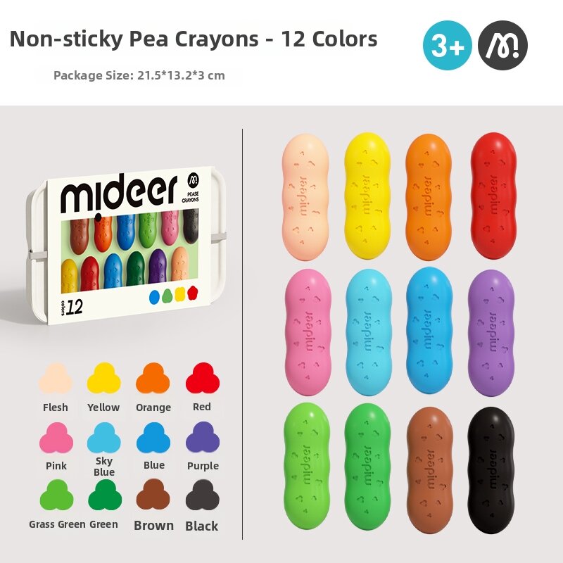MiDeer | Washable Safe Wax Crayons for Kindergarten
