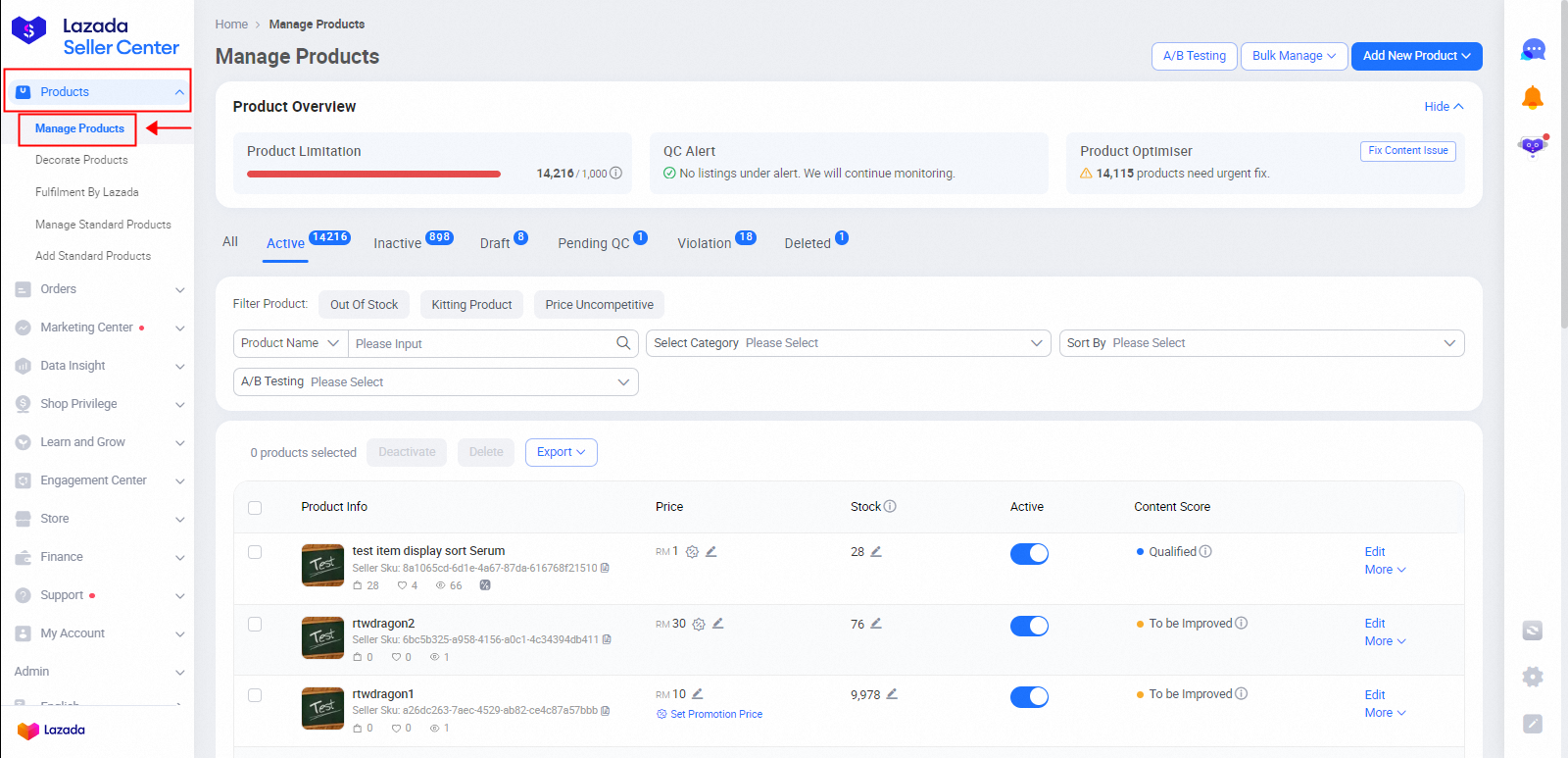 Product Management Page - Basic Functions| Lazada Seller Center