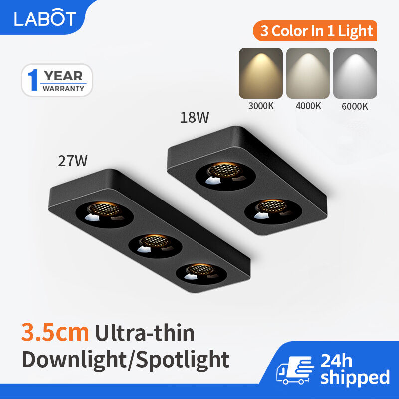 Minimalist Downlight Surface Mounted 18W/27W No Flicker Anti-glare CRI98 Tricolor Spotlight LED Ceiling Light ราคา 569 บาท*ส่งฟรี