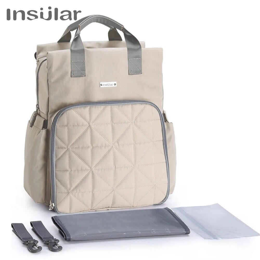 Insular | Waterproof Mommy Maternity Diaper Bag Large Capacity Nappy Backpack with Stroller StrapFashion Travel Changing Bag for Baby Care