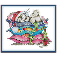 Cross Stitch Set Rabbit Animal Full Kit with Pattern 14/11CT