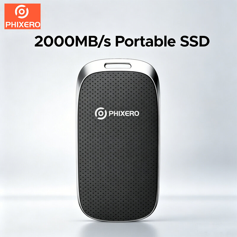 PHIXERO External Portable SSD 2TB/1TB/512GB USB 3.2 Gen 2 2000MB/s High Speed Solid State Drive Rugged Zinc Alloy Compatible with Laptops Phones Cameras ราคา 15,347 บาท*ส่งฟรี