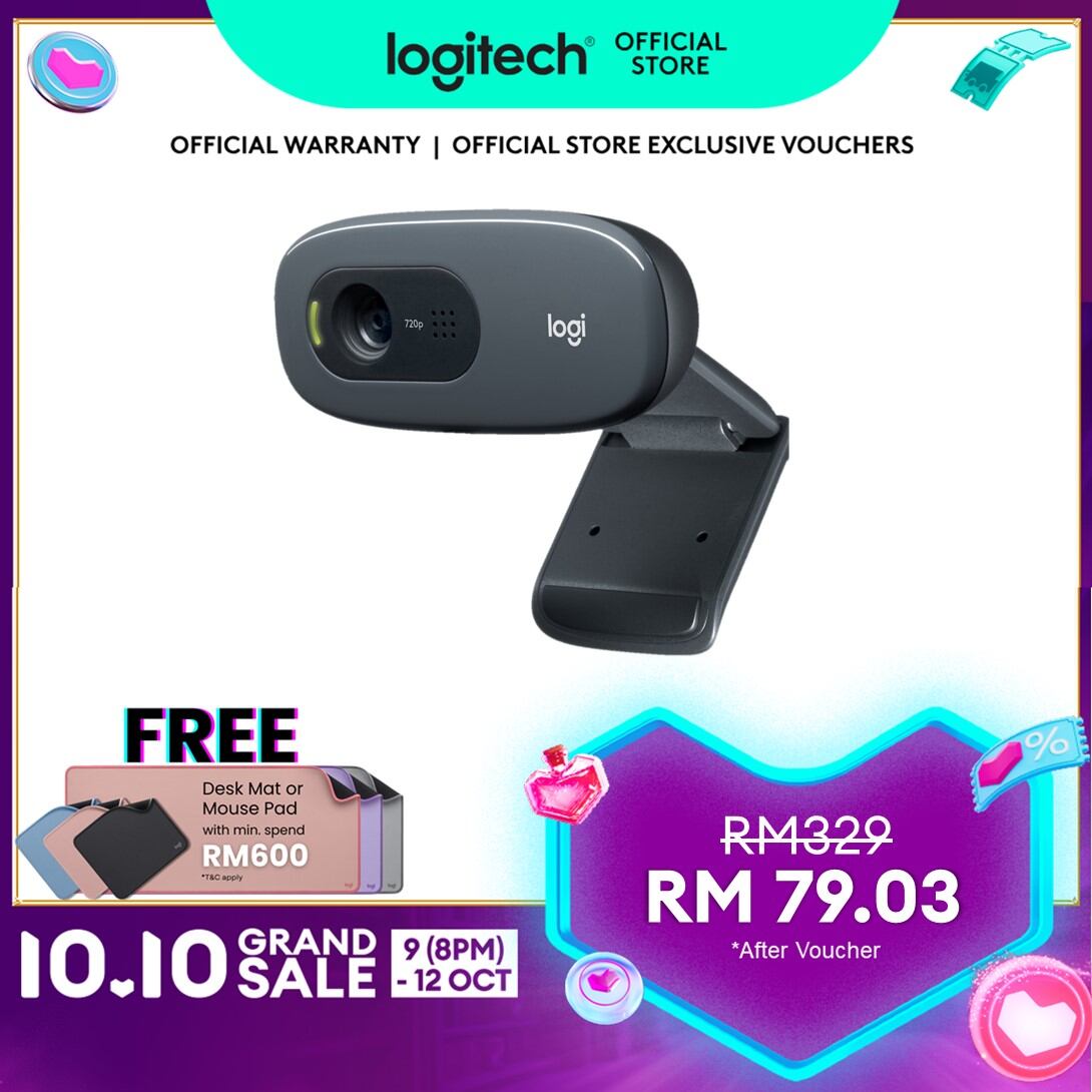 Logitech C270 HD Webcam HD 720p/30fps Widescreen HD Video Calling