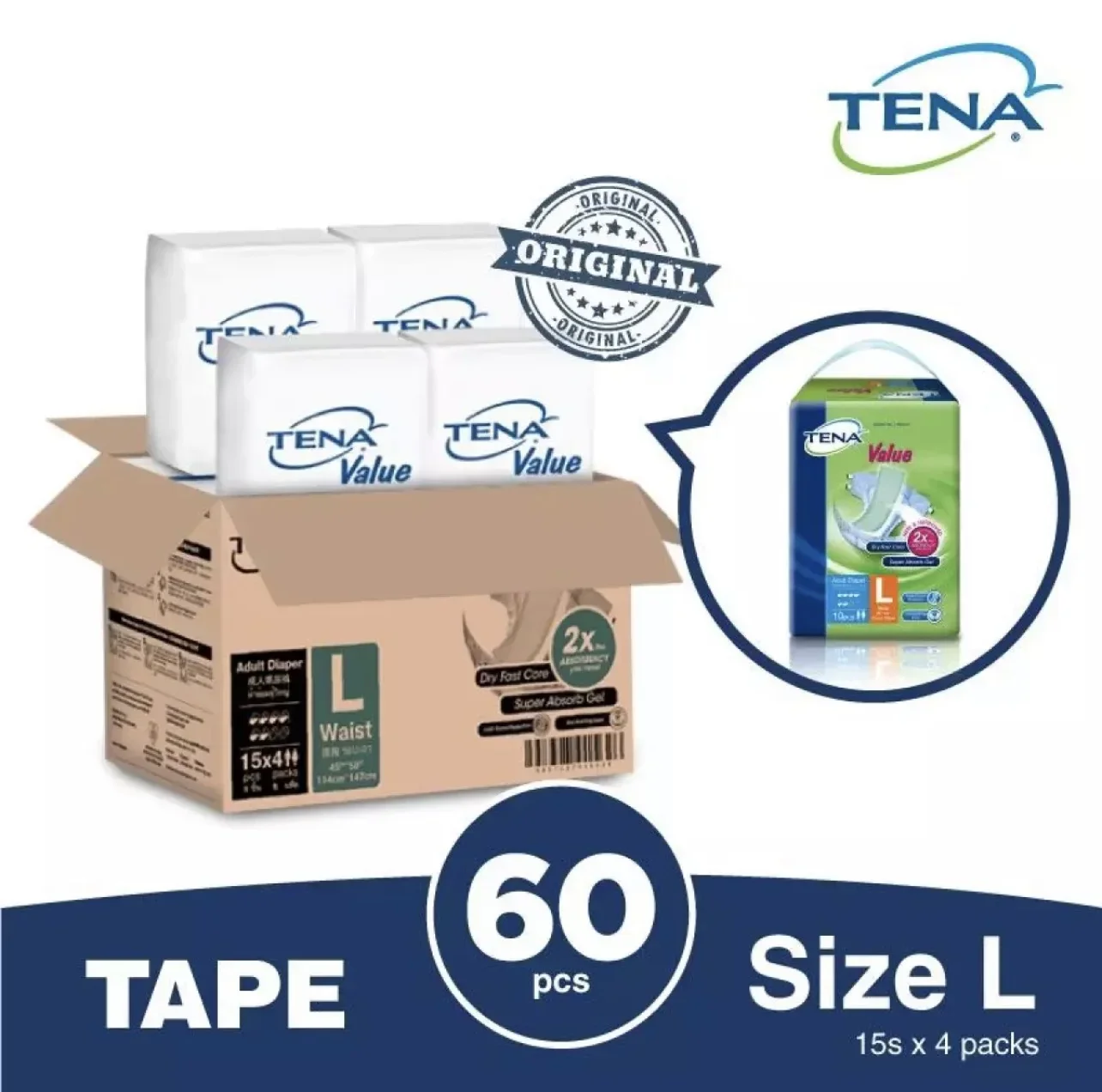 TENA Value BOX - M15 / L15 (4 Packs/1 Carton)