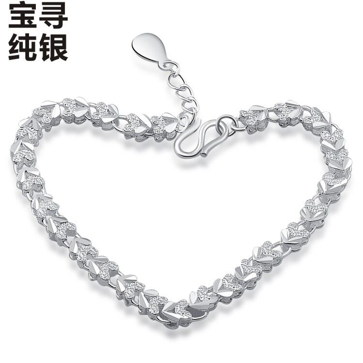 999 Pure Silver Bracelet Women's Korean Style Heart Shape Valentine's Day Gift Sister's Love Fashion Jewelry Accessories Harga  274 Ringgit*Penghantaran Percuma