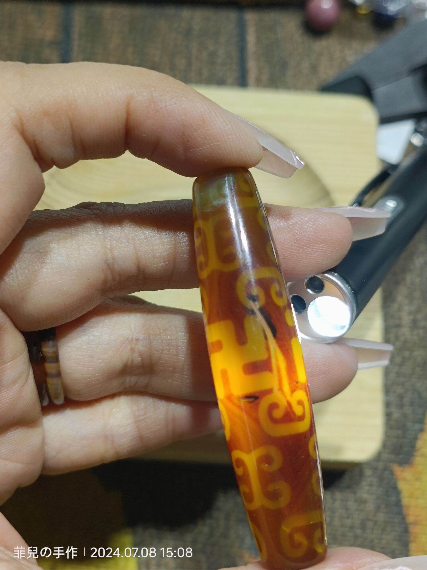 tamago瑪瑙　如意蓮花天珠　8-86 tamago瑪瑙 如意蓮花天珠 8-86 tamago様専用瑪瑙 如意蓮花天珠 8-86