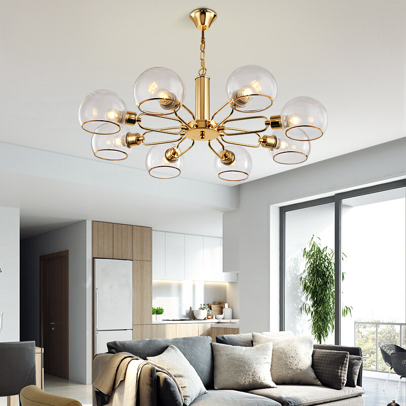 Modern Scandinavian chandelier for Kitchen Glass Ball Pendant Light Minimalist Creative Gold Ceiling Lamp Dining ราคา 6,783 บาท*ส่งฟรี