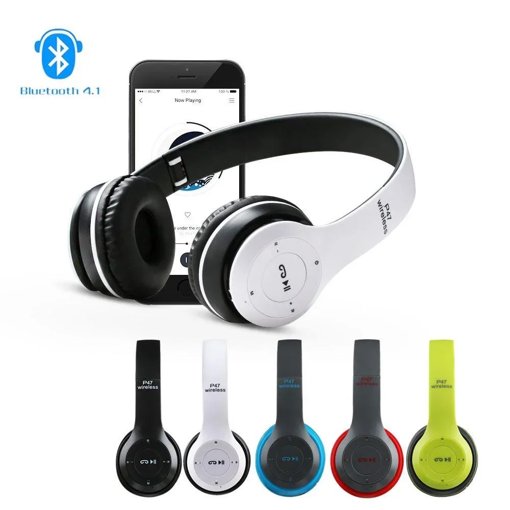 READY STOCK P47 Power Bass Headphones Mini Bluetooth Wireless Headset MP3 / TF Card with Button Control Headphone