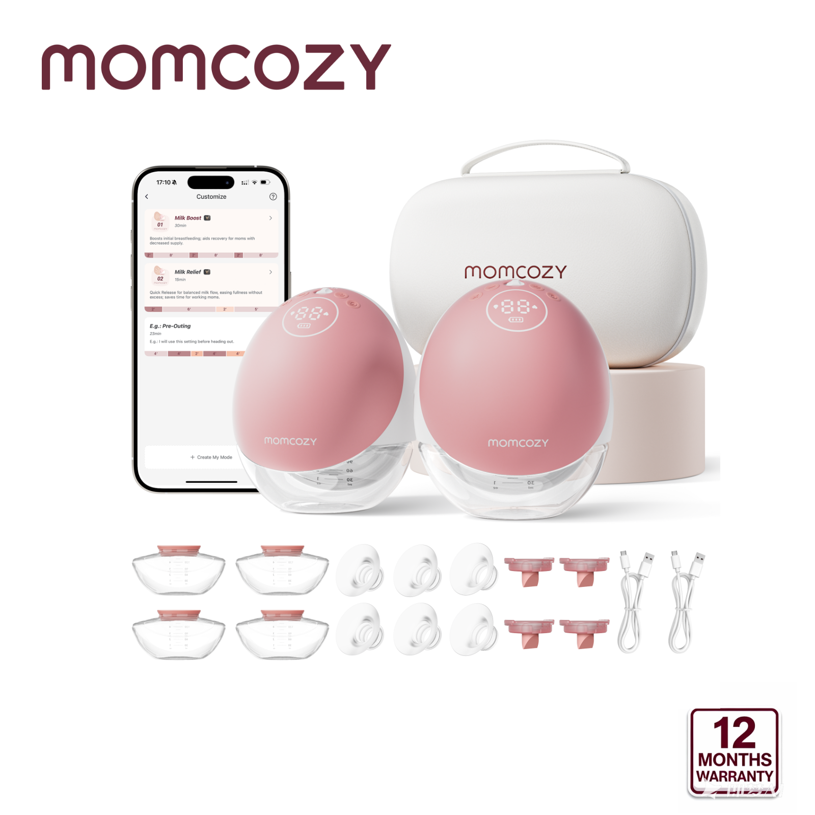 Momcozy Hands Free Breast Pump Mobile Flow | M9 Upgrade, Electric & App Control, Personalized Multi-Modes & 15 Levels, Wearable Pump Breastfeeding, 24mm ราคา 5,599 บาท*ส่งฟรี
