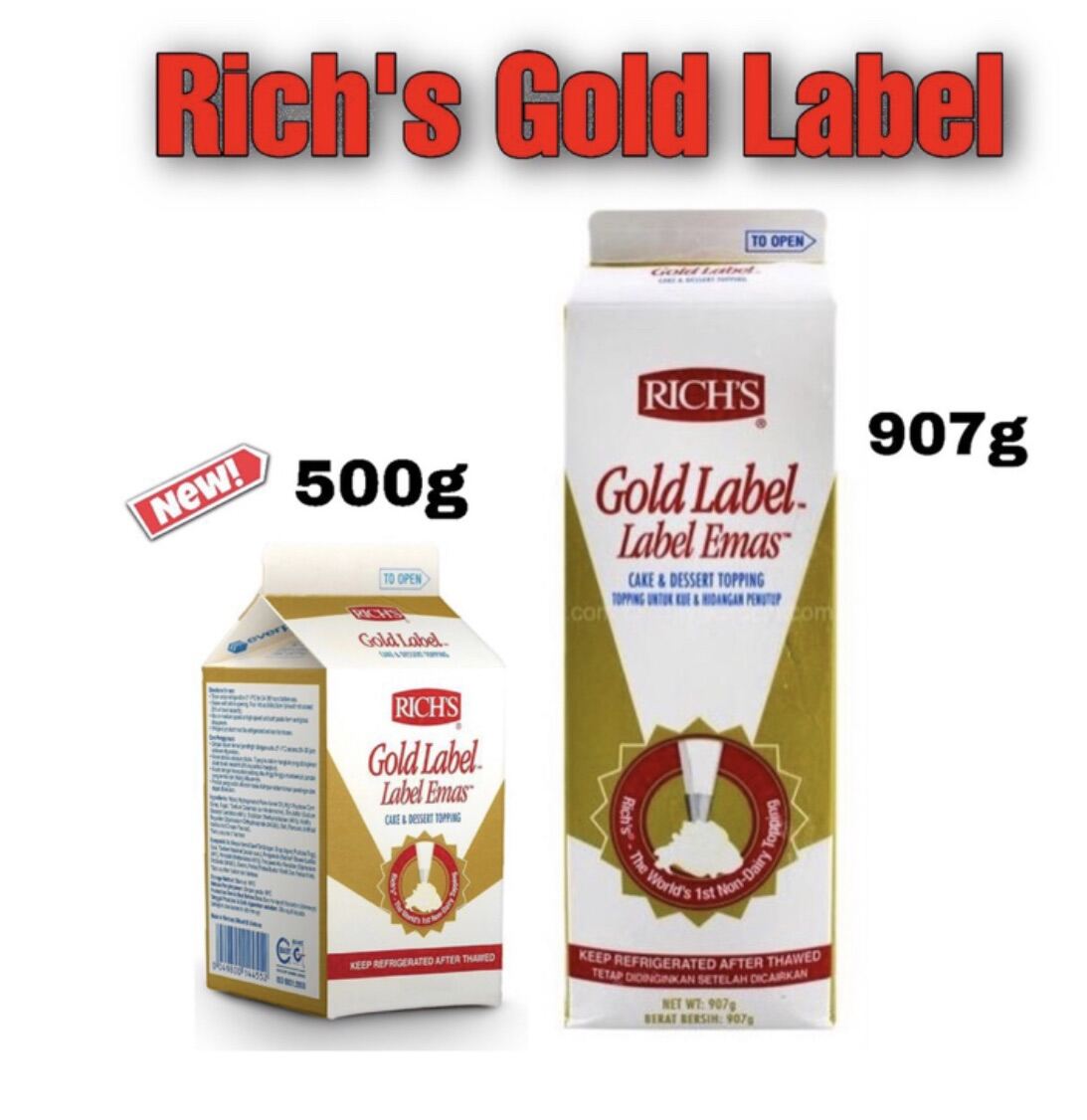 🎂WANT2BAKE🎂RICH GOLD LABEL WHIPPING CREAM/ NON DAIRY WHIPPING CREAM (907g) Lazada