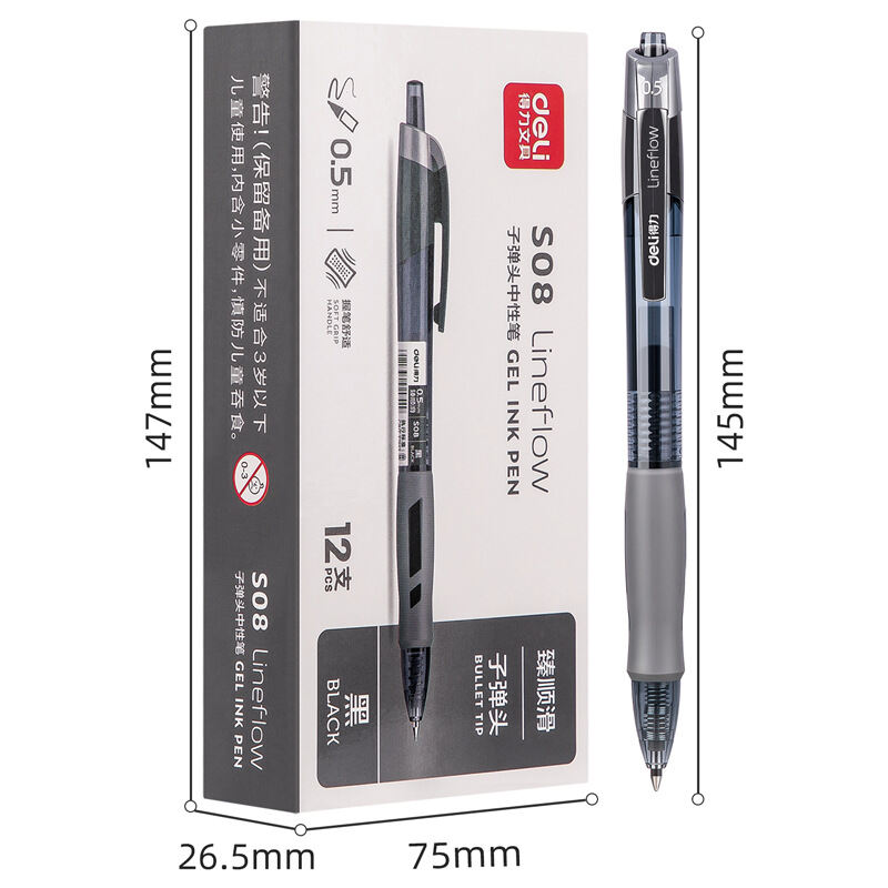 Deli Deli S08 Zhenshun Slip Gel Pen Press Students with 0.5mm Ballpoint ...