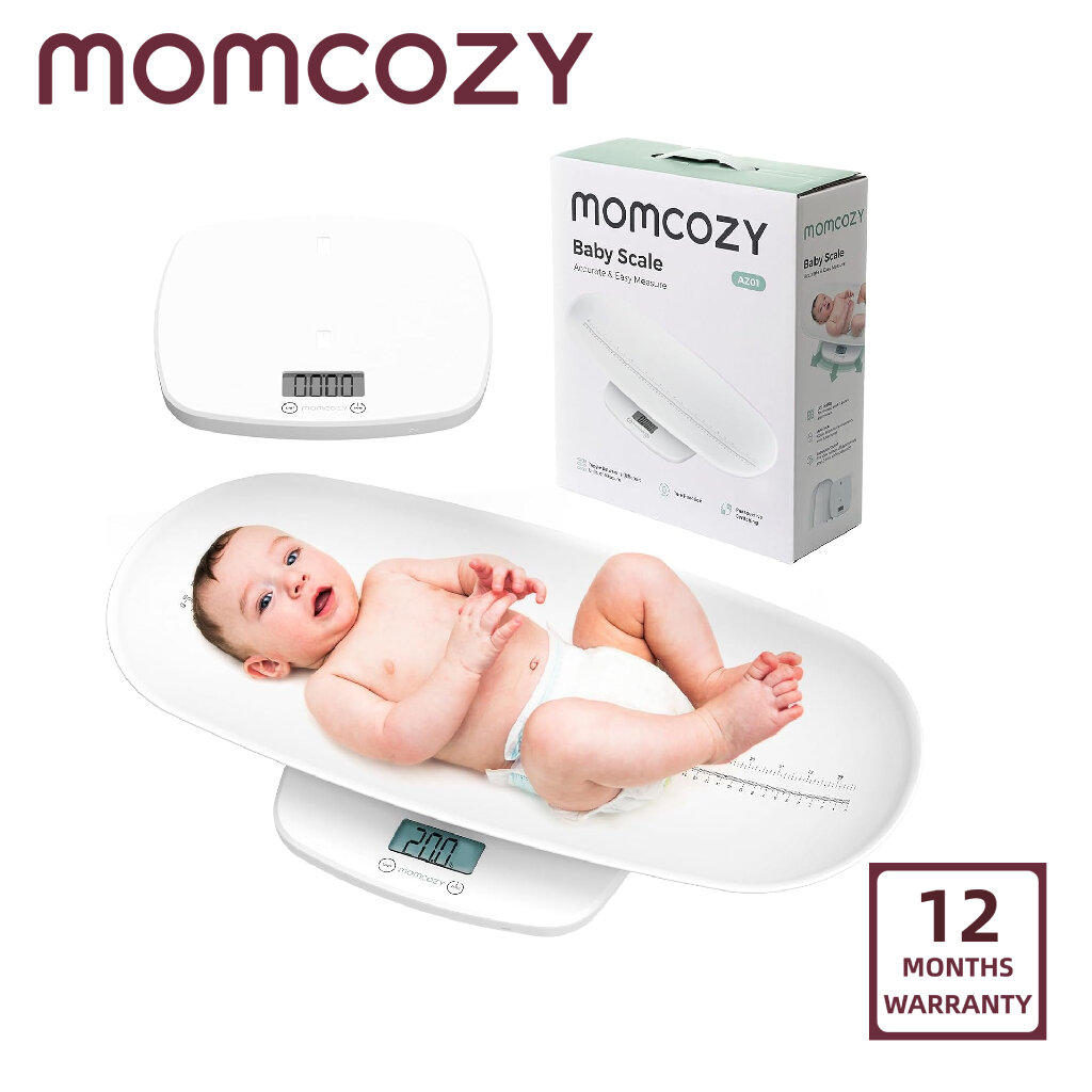 Momcozy Baby Scale, Multi-Function Scale for Body Weight and Height Measurement, Weighted Feeds, with Curved Removable Tray, for Newborns, Adult Scale & Pet Scale, 5 Units, Auto-Off,Digital LED Screen