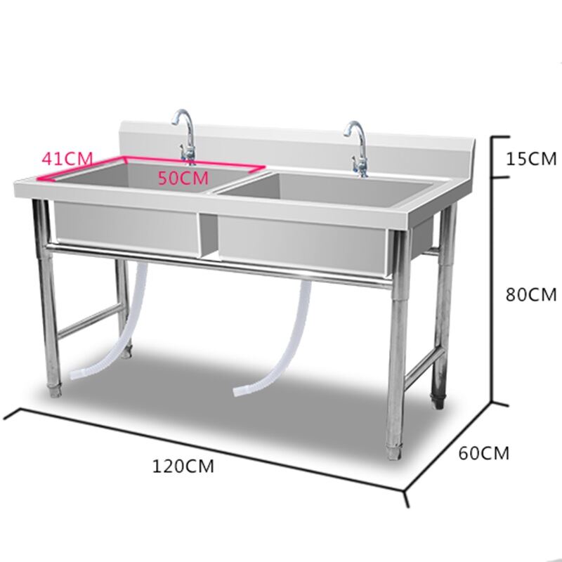 Stainless Steel Foot-Mounted Disinfection Sink Double Sink Workshop ...