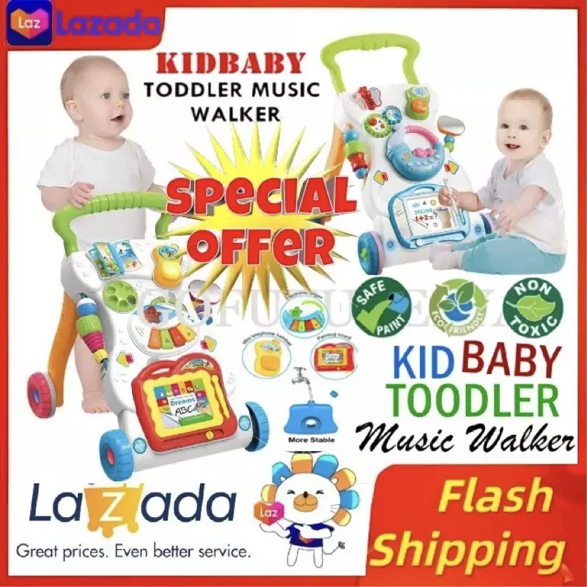 { READY STOCK } Baby Walker, Toddler Push Music Walker, education learning toys toy Musical Push Walker(Type B ( New Version )