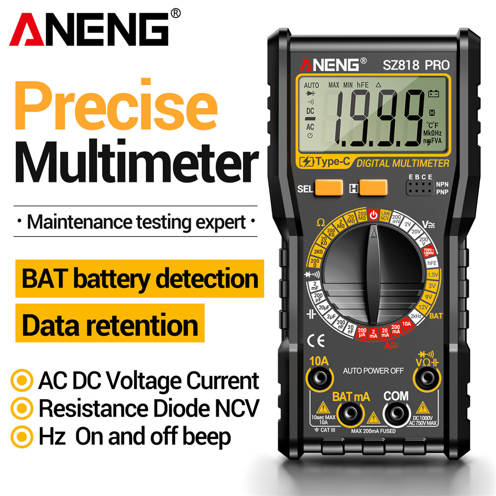 ANENG SZ305 Multimeter Capacitor Testers Professional 1999 Counts Smart Voltmeter Ohm Meter Fast Buy cheaply on