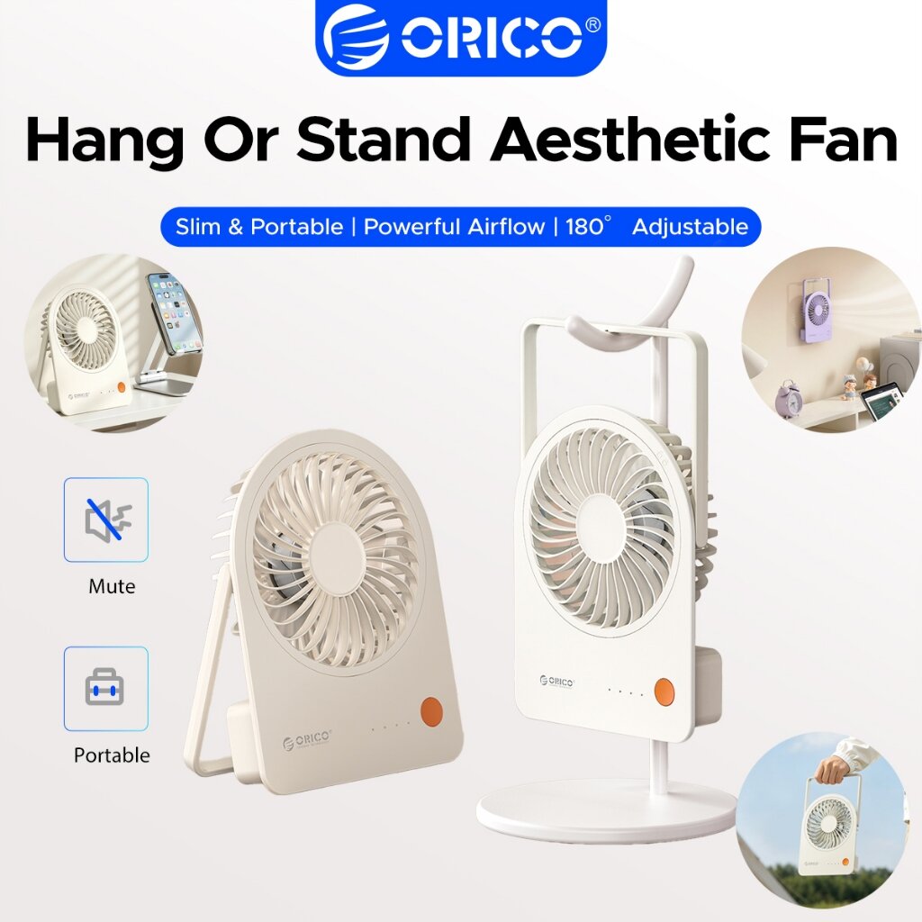 ORICO USB Powered Desk Fan, USB-C 4 Speed Small Table Fan,180° Adjustable, Quiet 4-inch Mini Fan, Plug and Play for Office Bedroom Home